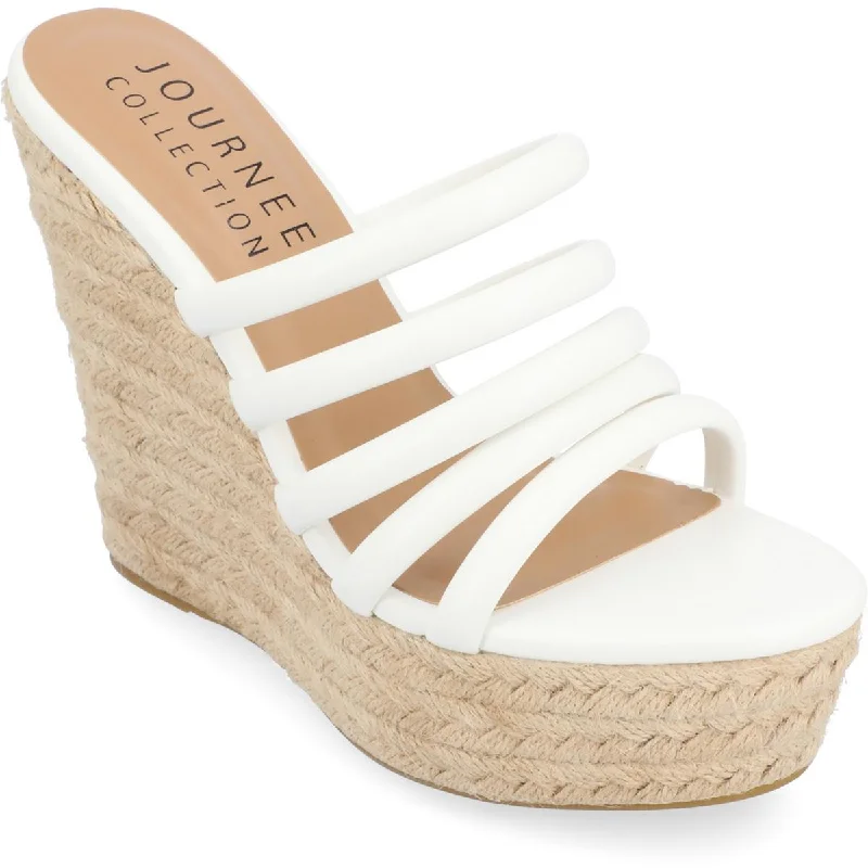 Journee Collection Womens CYNTHIE Puffy straps Round toe Wedge Sandals Lightweight Tennis Sneaker Look  