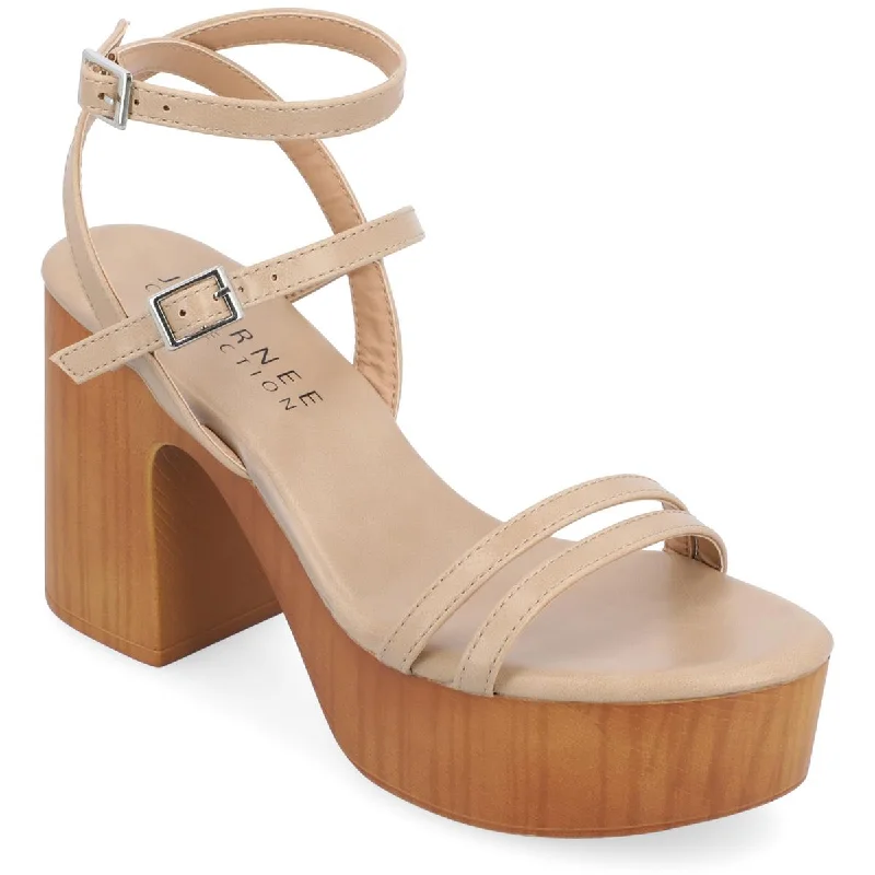 Journee Collection Womens EMERYNN Strappy Open Toe Block Heels Tech - Inspired Sneaker Look  