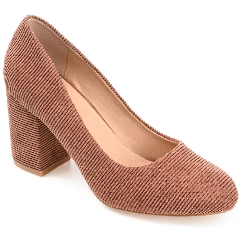 Journee Collection Womens Fai Corduroy Slip On Block Heels Artisan - Crafted Loafer Style  