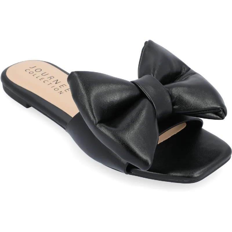 Journee Collection Womens FAYRE Square toe Faux Leather Flatform Sandals Hemp - Material Shoe Style  