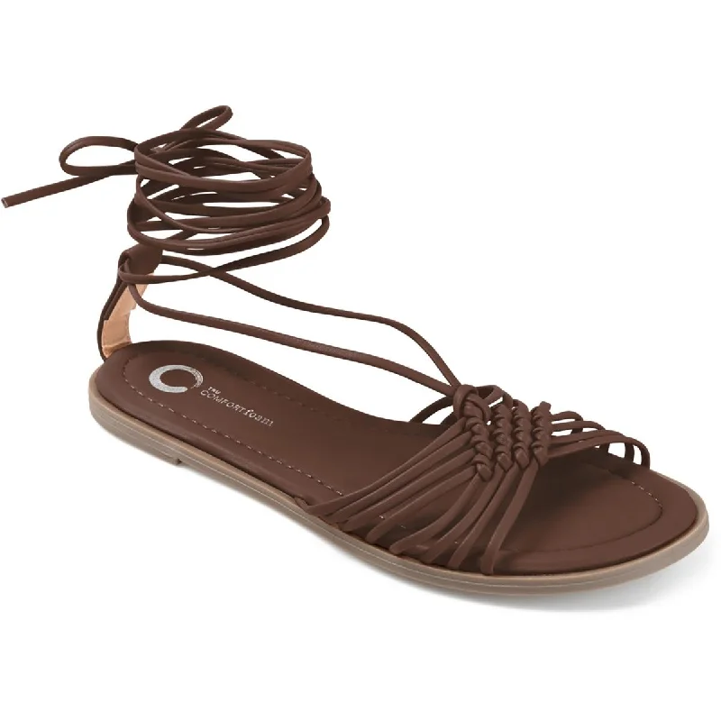 Journee Collection Womens Flat Slip On Strappy Sandals Buckle -