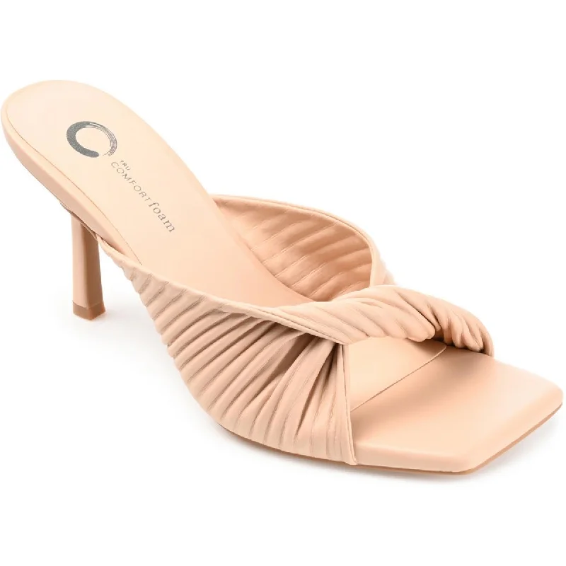 Journee Collection Womens Greer Slip On Square Toe Heels Rubber - Sole Plimsoll Look  