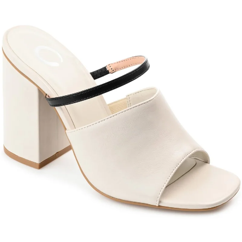 Journee Collection Womens Heiddy Faux Leather Block Heel Heels Ivy League Loafer Look 
