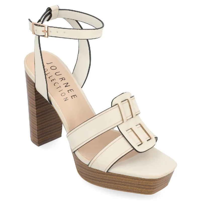 Journee Collection Womens Madilyn Faux Leather Ankle Strap Block Heel Minimalist Sneaker Style  