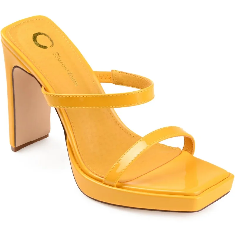 Journee Collection Womens NAIVEE Faux Leather Open Toe Pumps Business Monk Strap Style  