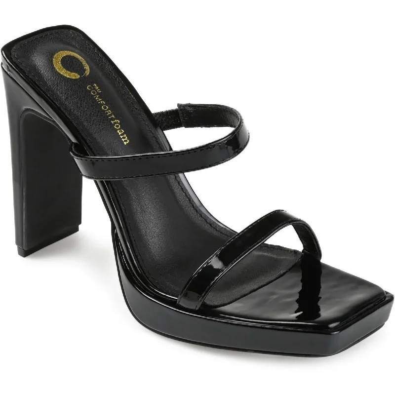Journee Collection Womens Naivee Patent Slip On Platform Sandals Desert Boot Utility Style  