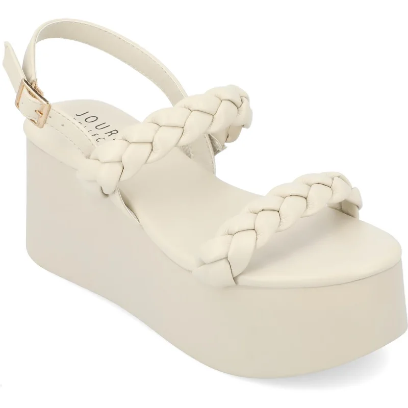 Journee Collection Womens Zannah Faux Leather Braided Platform Sandals Hemp - Material Shoe Style  