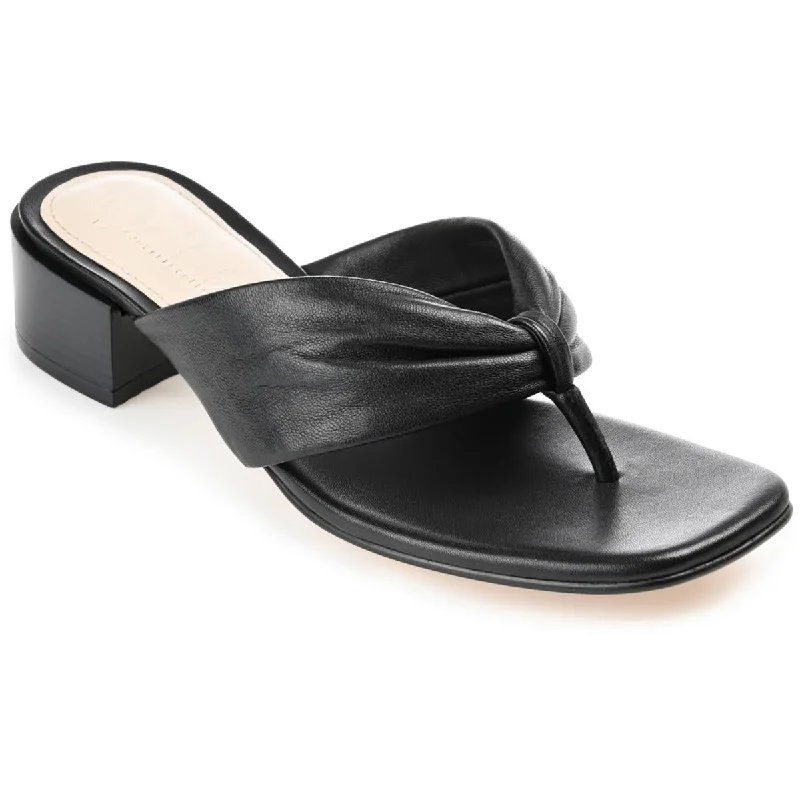 Journee Signature Womens Francine Leather Slip On Block Heel Retro Plimsoll Style  