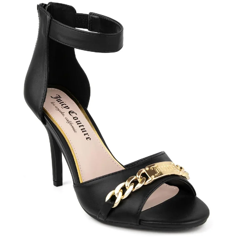 Juicy Couture Womens MAIA Faux Leather Ankle Strap Pumps Checkered Shoe Pattern Look  