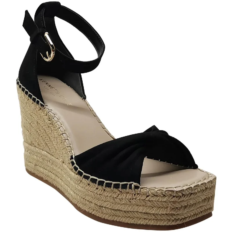 Kenneth Cole New York Womens SOL Ankle Strap Open Toe Wedge Heels Monochromatic Shoe Look  