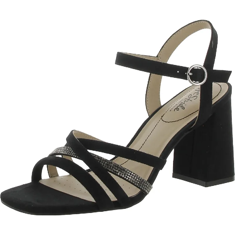LifeStride Womens Belle Rhinestone Strappy Block Heel Sustainable Shoe Design  