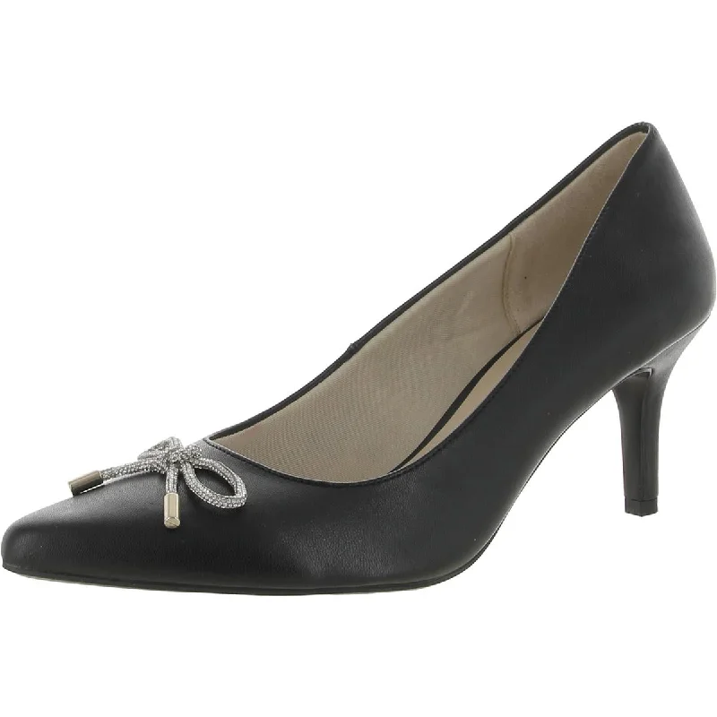 LifeStride Womens Sevyn Glitz Faux Leather Embellished Pumps Monochromatic Shoe Look  