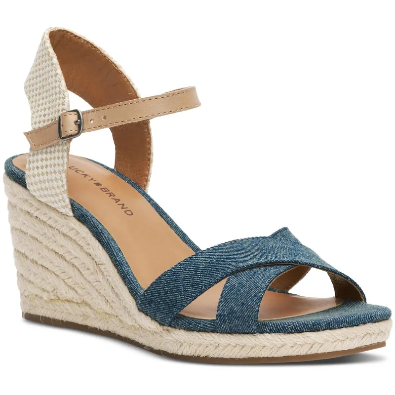 Lucky Brand Womens Maeylee  Espadrille Cut-Out Ankle Strap Wingtip Oxford Design 