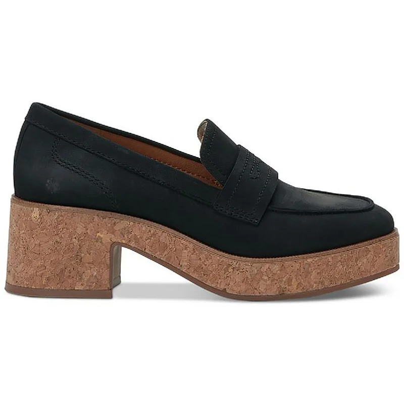 Lucky Brand Womens Palti Leather Slip On Loafer Heels Minimalist Sneaker Style  