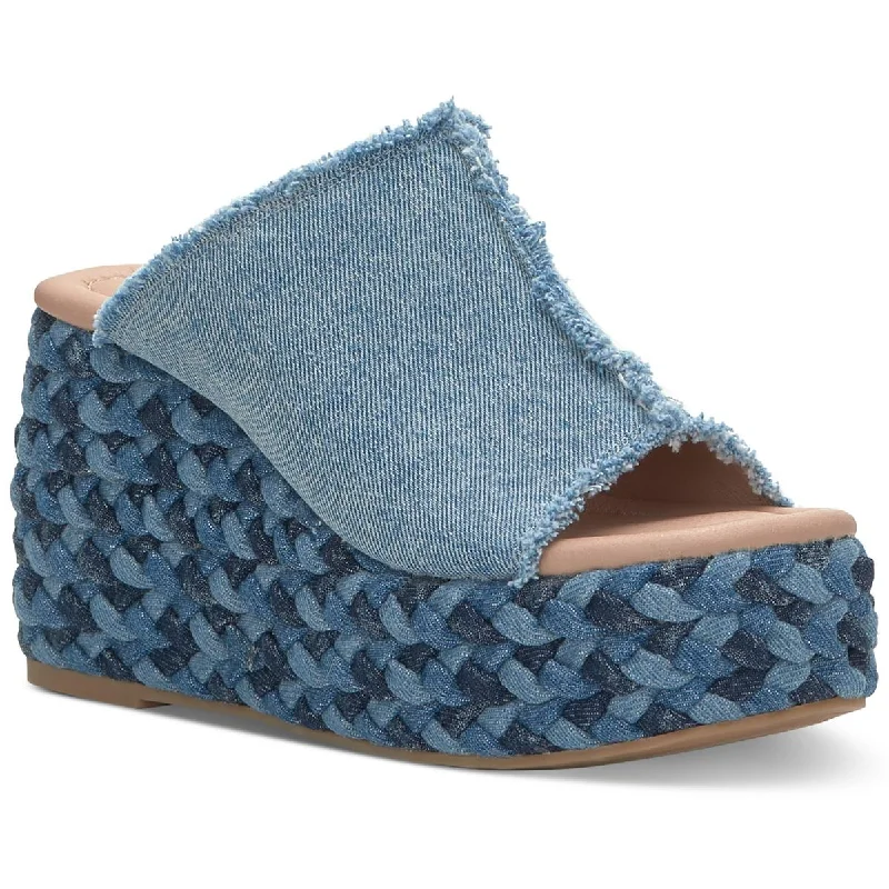 Lucky Brand Womens SCIPPIO Slip On Open Toe Wedge Heels Two - Tone Shoe Design  