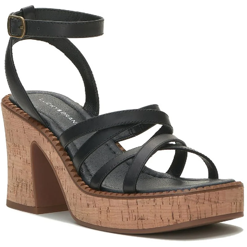 Lucky Brand Womens Taiza Leather Strappy Platform Sandals Rubber - Sole Plimsoll Look  