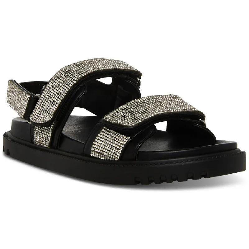 Madden Girl Womens AMORE Rhinestones Casual Flatform Sandals Upcycled Shoe Look  