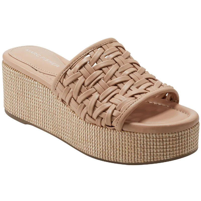 Marc Fisher Womens Bashina Woven Slip On Platform Sandals Quilted Shoe Design  