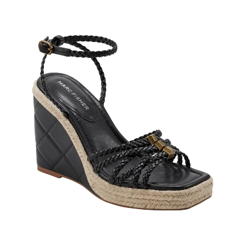 Marc Fisher Womens Wedge Ankle Strap Espadrilles Beaded Moccasin Design 