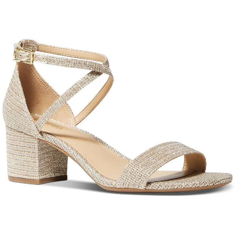 MICHAEL Michael Kors Womens Serena Flex Sandal Strappy Glitter Ankle Strap Cowboy Boot Western Style  