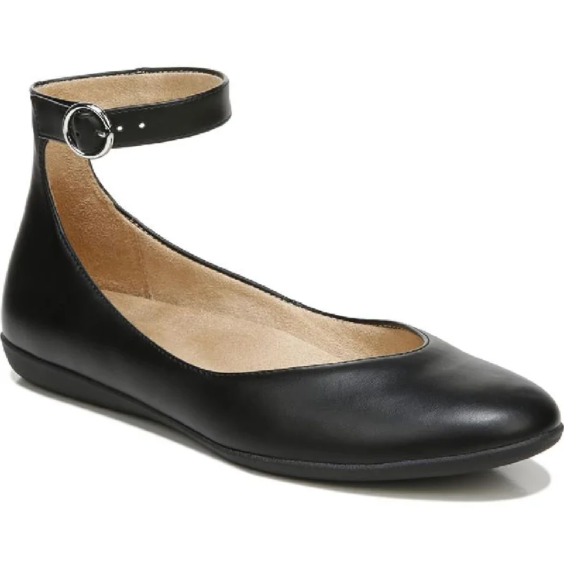 Naturalizer Womens Valentina Buckle Ankle Strap Ballet Flats Upcycled Shoe Look  