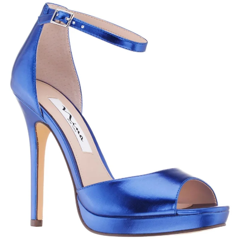 Nina Womens Famia Leather Peep-Toe Pumps Patchwork Shoe Aesthetic  