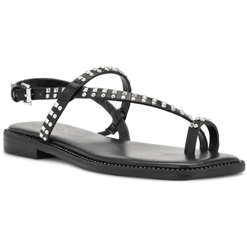 Nine West Womens Embra3 Faux Leather Slip On Strappy Sandals Business Monk Strap Style  