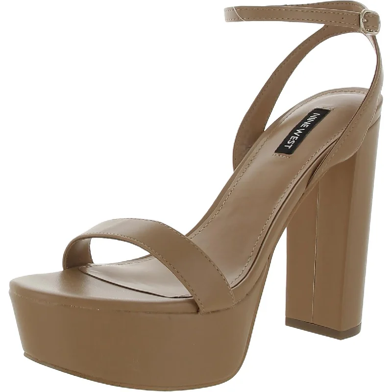 Nine West Womens Faux Leather Open Toe Pumps Ivy League - Inspired Derby Look 
