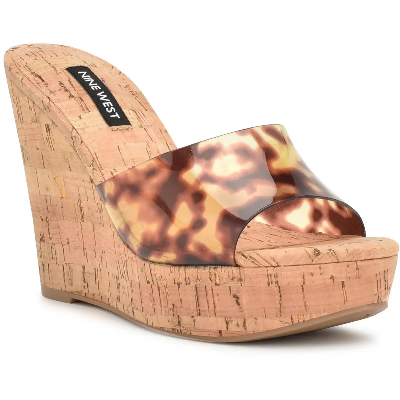 Nine West Womens Herden Cork Slip-On Wedge Sandals Tassel Driving Shoe Look 