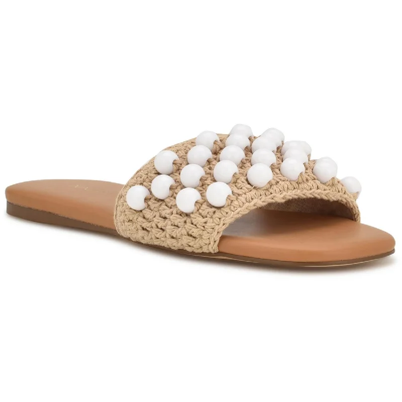 Nine West Womens LeeLee Woven Embellished Slide Sandals Desert Boot Utility Style  