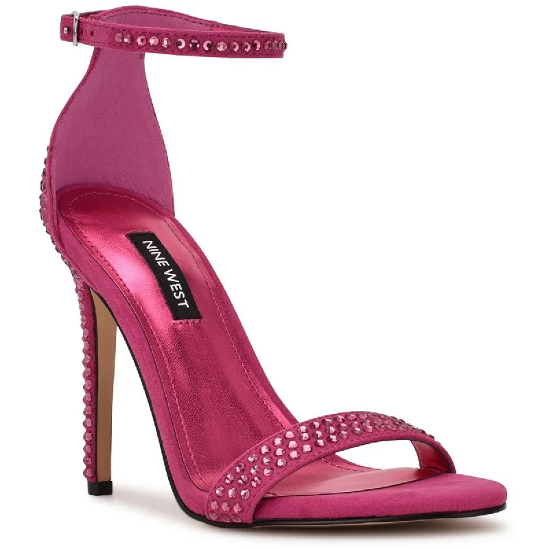 Nine West Womens Toria 2 Rhinestone Ankle Strap Loose - Fit Slipper Style  
