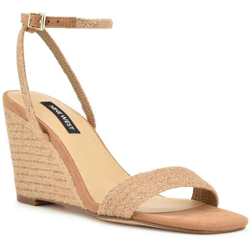 Nine West Womens Wedge Ankle Strap Wedge Sandals Distressed Leather Shoe Style  