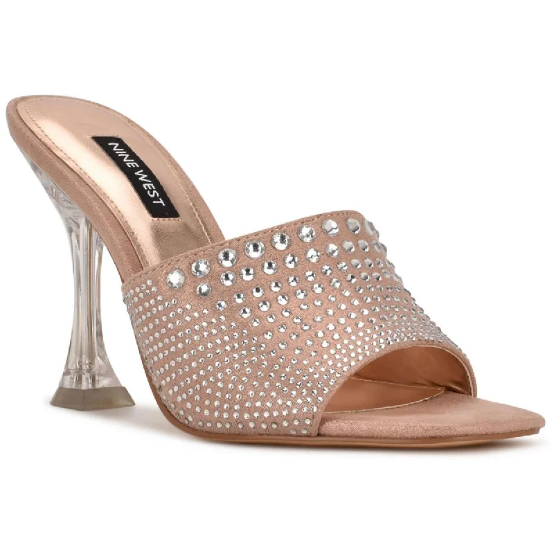 Nine West Womens Ziptip 2 Studded Peep-Toe Slide Sandals Suede Desert Boot 