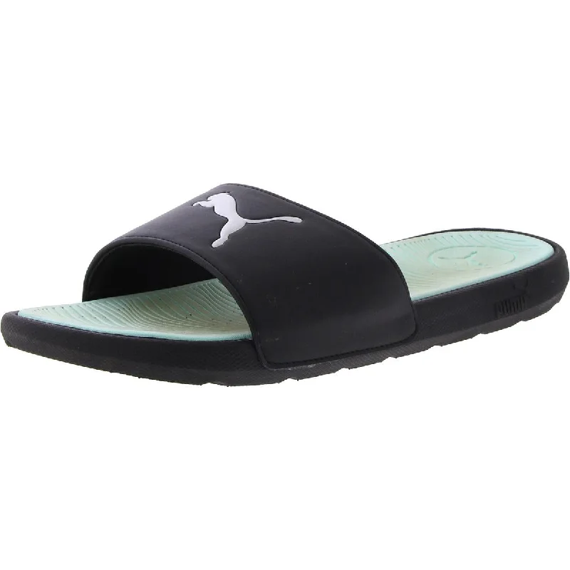 Puma Womens Cool Cat 2.0 Sport Faux Leather Cushioned Footbed Slide Sandals Combat - Inspired Military Boot Look  