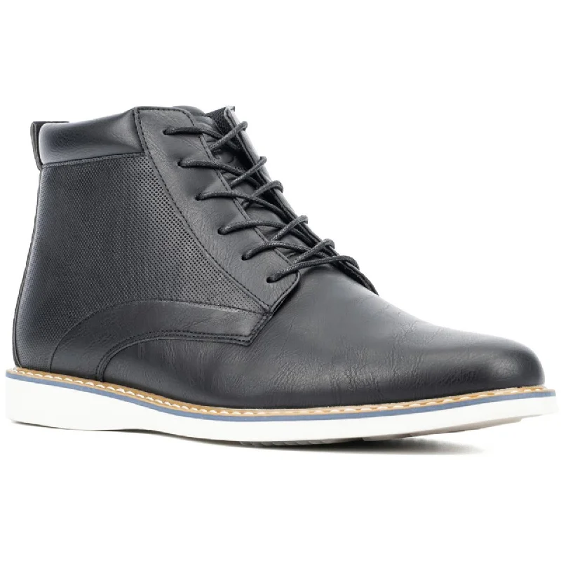 Reserved Footwear Mens Colton Faux Leather Lace-Up Ankle Boots Aesthetic  