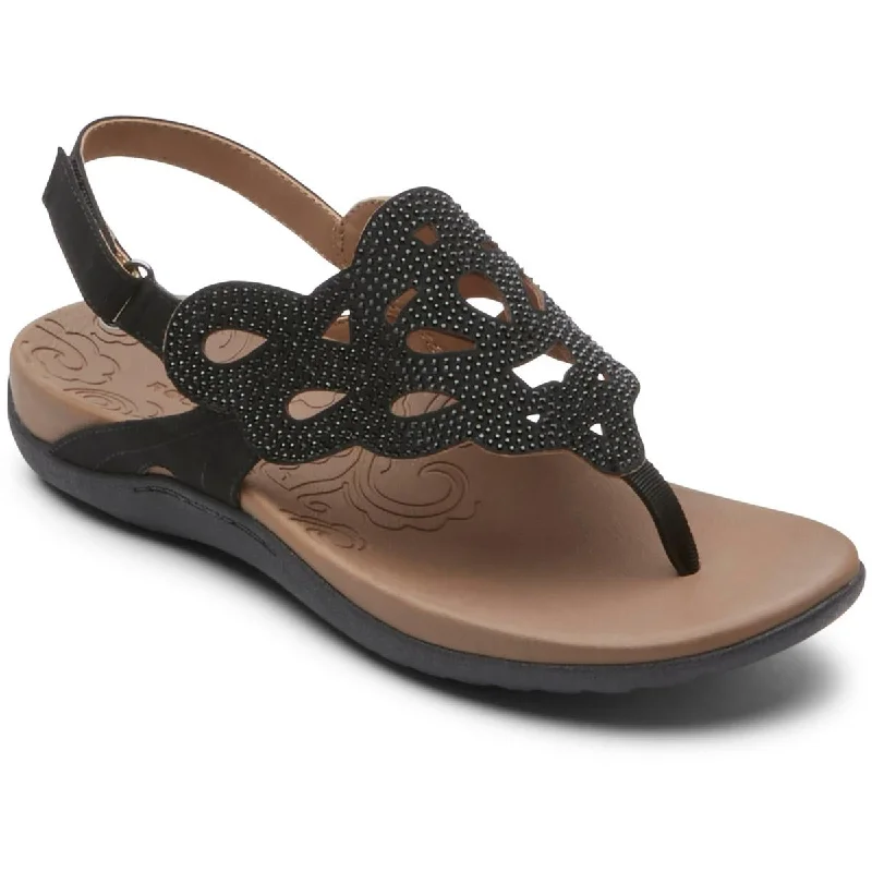 Rockport Womens Ridge Embellished Thong Slingback Sandals Memory - Foam Slipper Look  