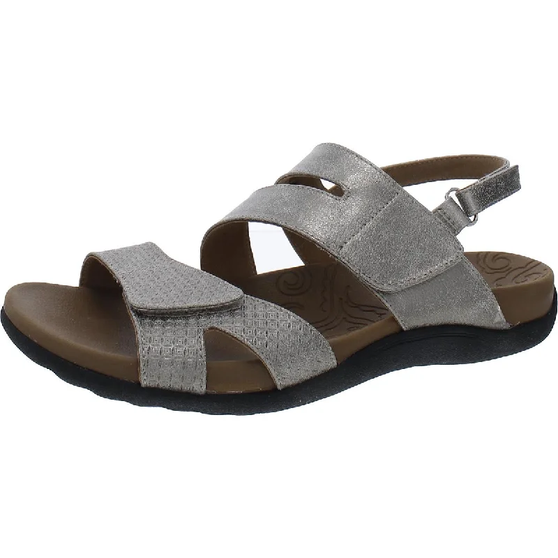 Rockport Womens Ridge Faux Leather Metallic Slingback Sandals Edwardian Shoe Look  