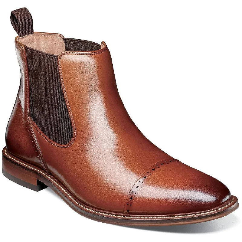 Stacy Adams Mens Maury Leather Toe Cap Chelsea Boots Combat - Inspired Military Boot Look  