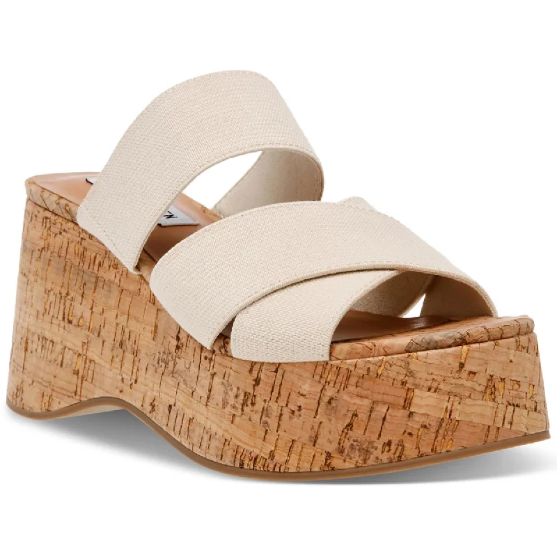 Steve Madden Womens Deo Cork Slip On Platform Sandals Chunky Platform Sneaker Style  