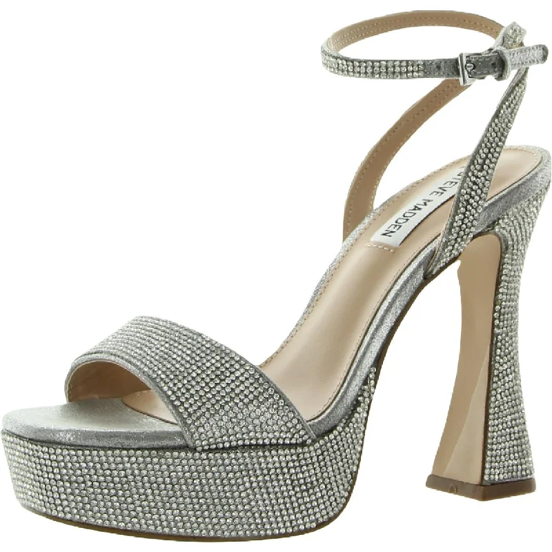 Steve Madden Womens Lashed Rhinestone Open Toe Slingback Sandals Edwardian Shoe Look  