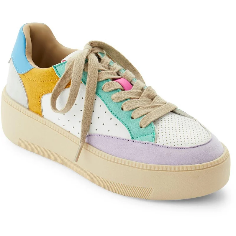 Steve Madden Womens Lynnox Faux Leather Colorblock Casual And Fashion Sneakers Loose - Fit Slipper Style  