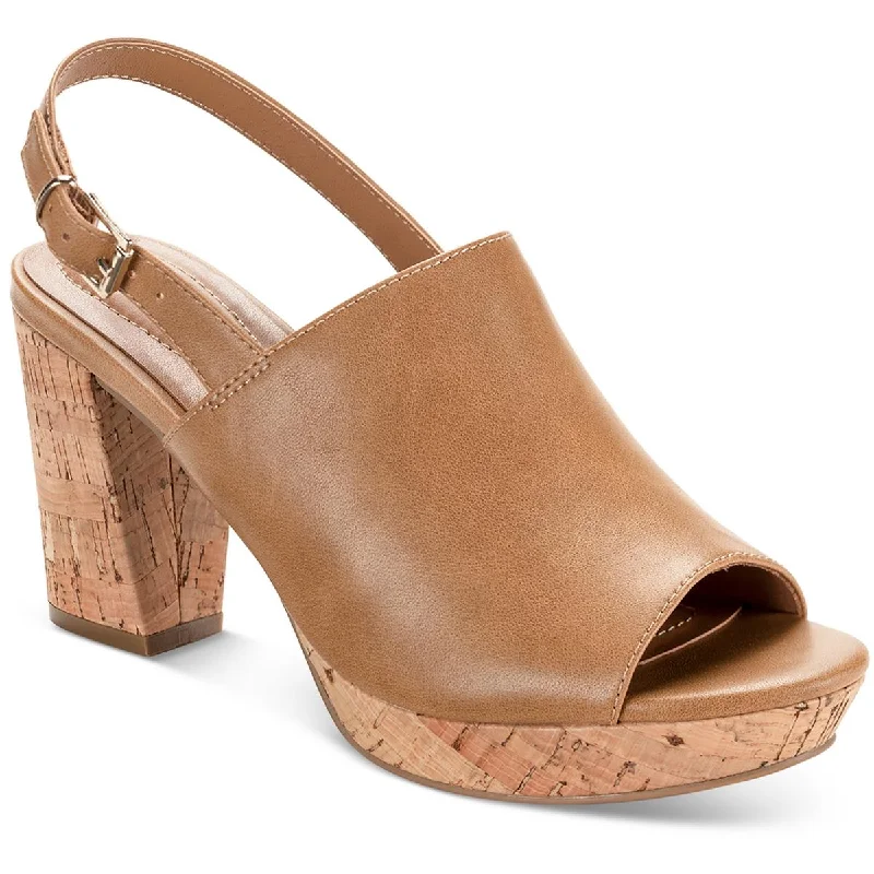 Style & Co. Womens JENISEE Ankle Strap Buckle Block Heels Hemp - Material Shoe Style  