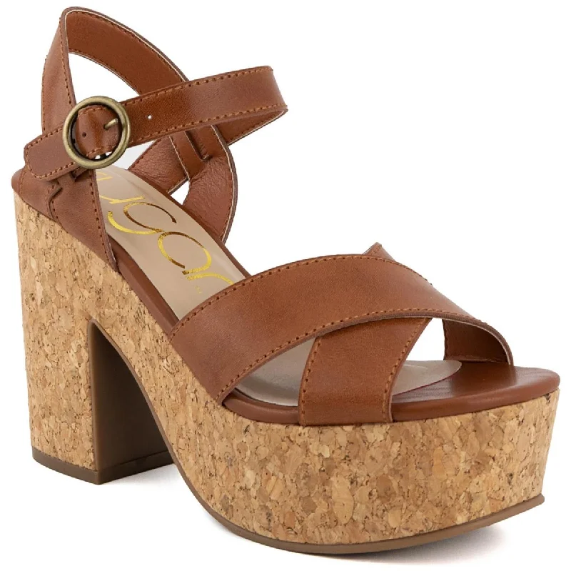 Sugar Womens Lydia Faux Leather Ankle Strap Platform Sandals Edwardian Shoe Look  