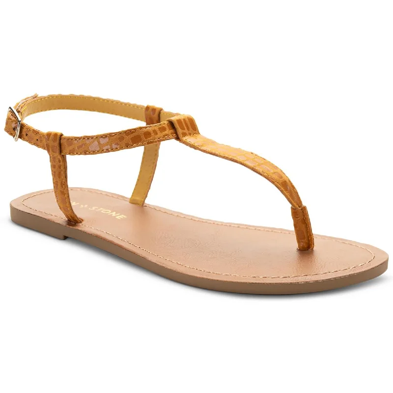 Sun + Stone Womens Krisleyy Embossed Slingback T-Strap Sandals Waterproof Hiking Boot Design  
