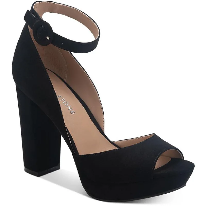 Sun + Stone Womens Reeta Block Heel Ankle Strap Platform Sandals Loose - Fit Slipper Style  
