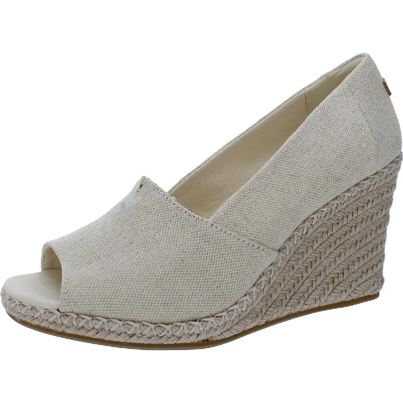Toms Womens Canvas Peep-Toe Espadrilles Wingtip Oxford Design 