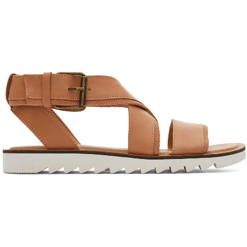 Toms Womens Sidney Tread Leather Ankle Strap Inflatable Shoe Look 