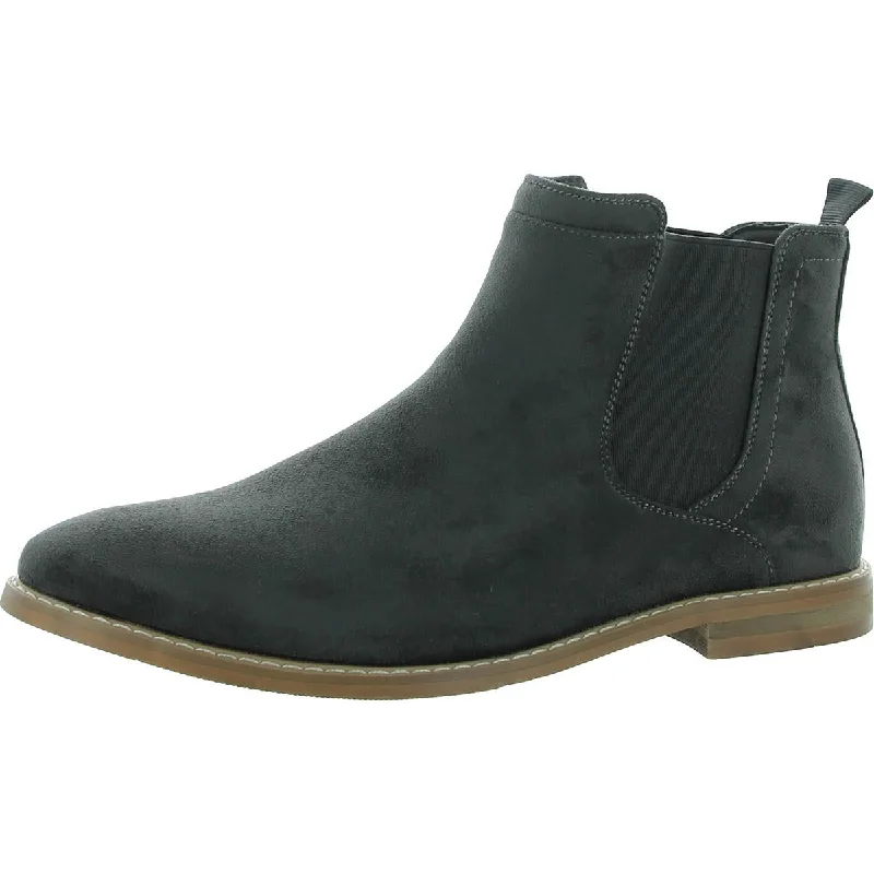 Vance Co. Mens Marshall Faux Suede Laceless Chelsea Boots Open - Lacing Derby Look  