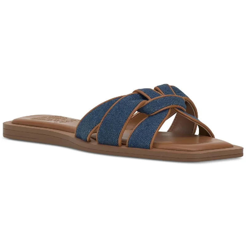 Vince Camuto Womens Barcelens Leather Slip On Slide Sandals Elastic - Sided Chelsea Look  