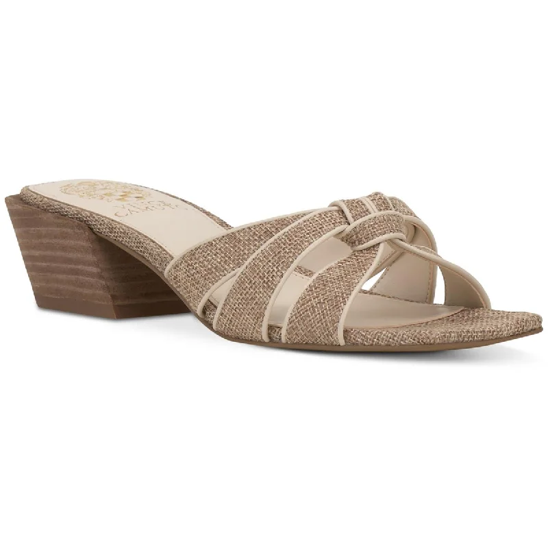 Vince Camuto Womens Selarin Leather Slip On Heels Upcycled Shoe Look  